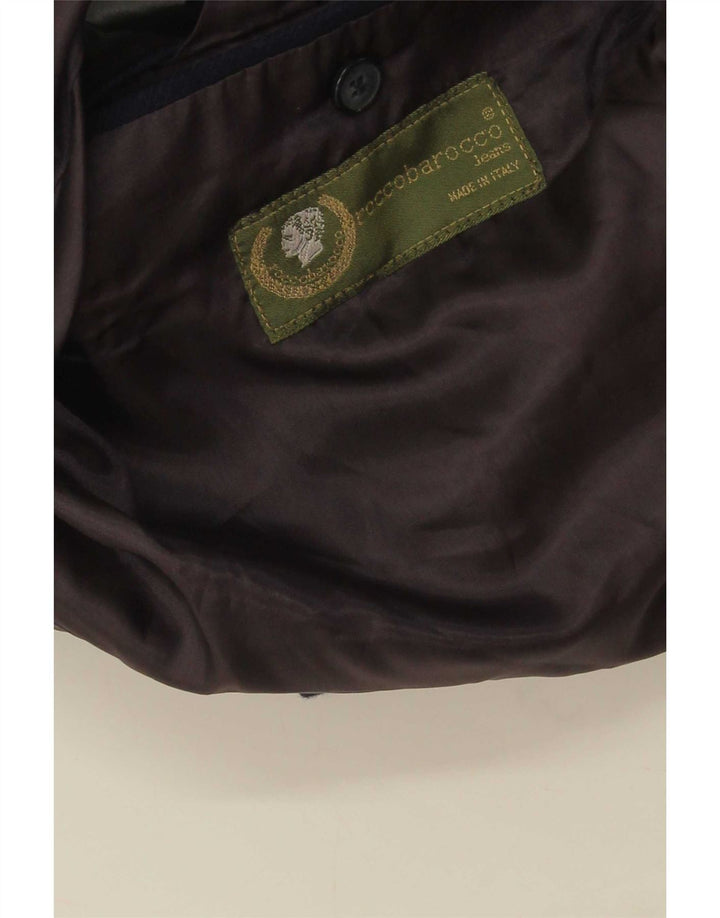 Giacca blazer da uomo a 3 bottoni Roccobarocco UK 40 Large Blu Navy