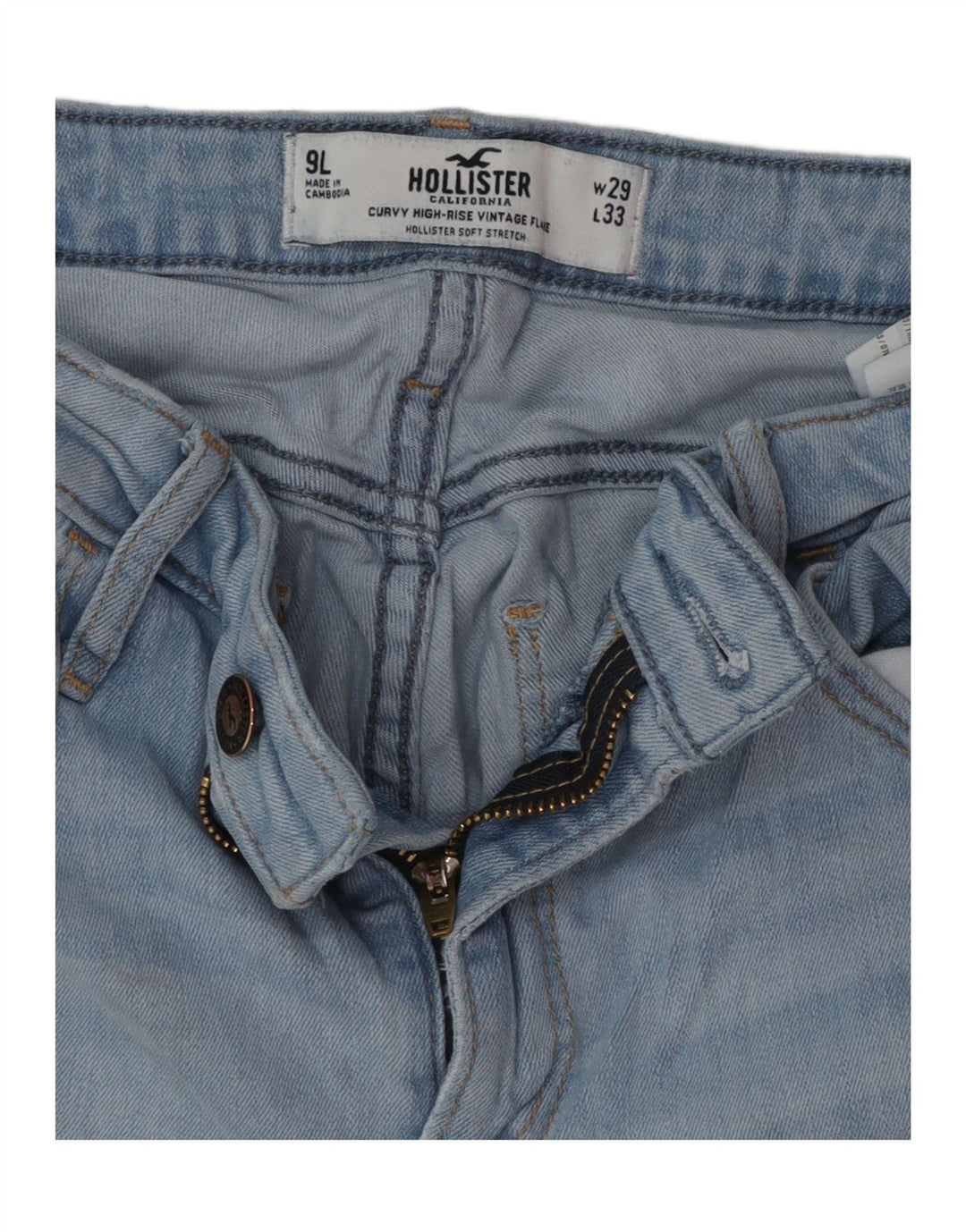 Jeans Hollister Curvy a vita alta svasati da donna US 9 medi W29 L33 Blu