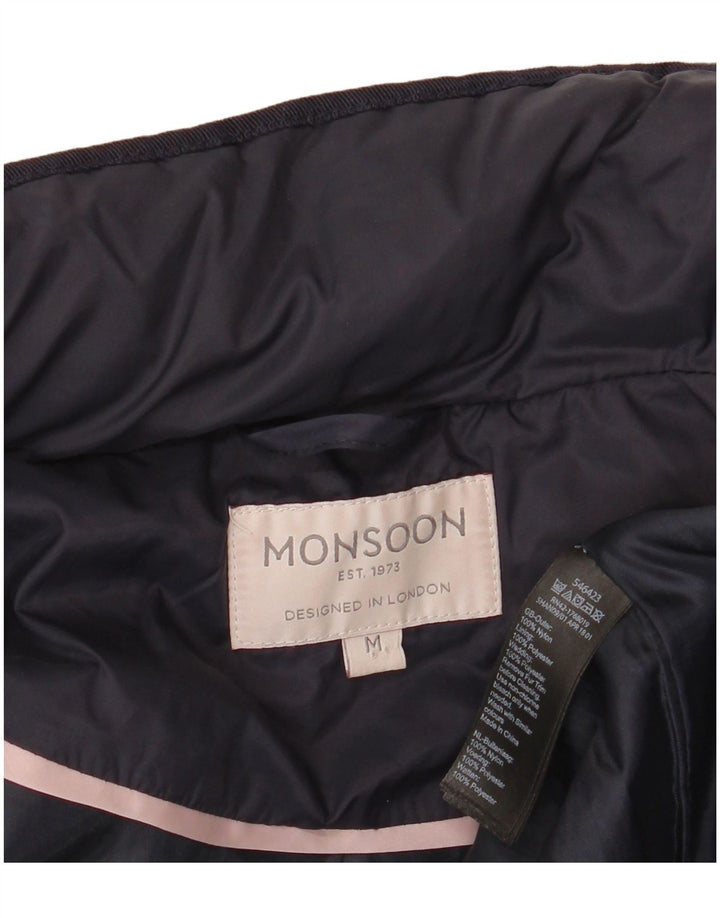 Cappotto imbottito da donna Monsoon UK 14 Nylon medio blu navy