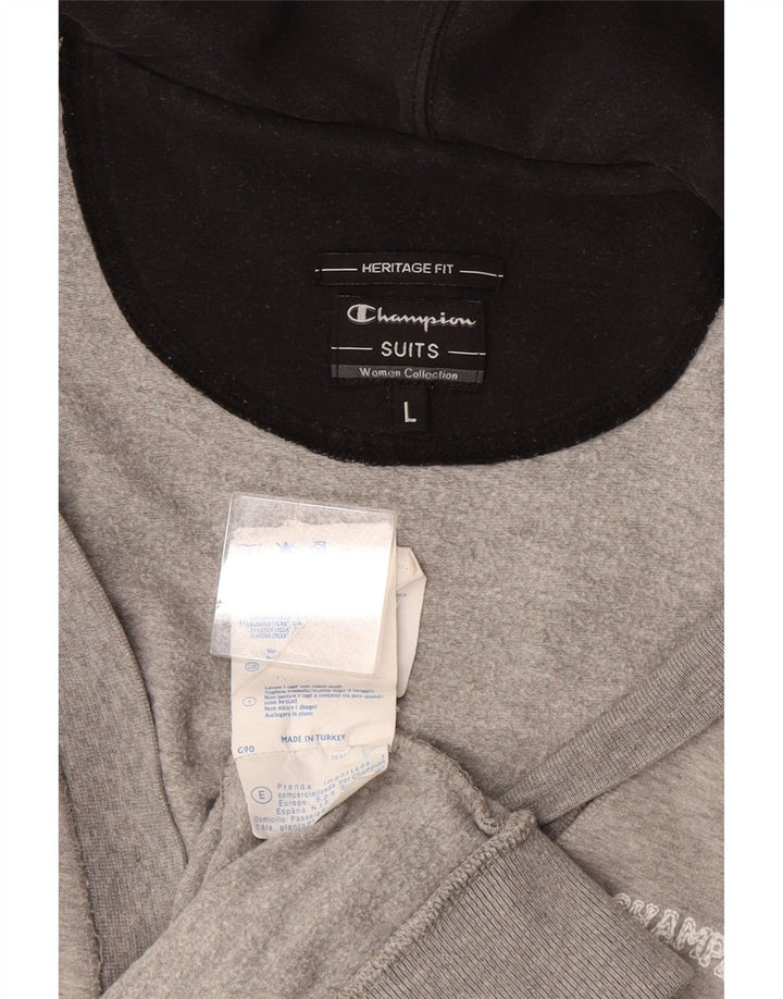 Maglione cardigan con cappuccio da donna CHAMPION UK 14 grande cotone grigio