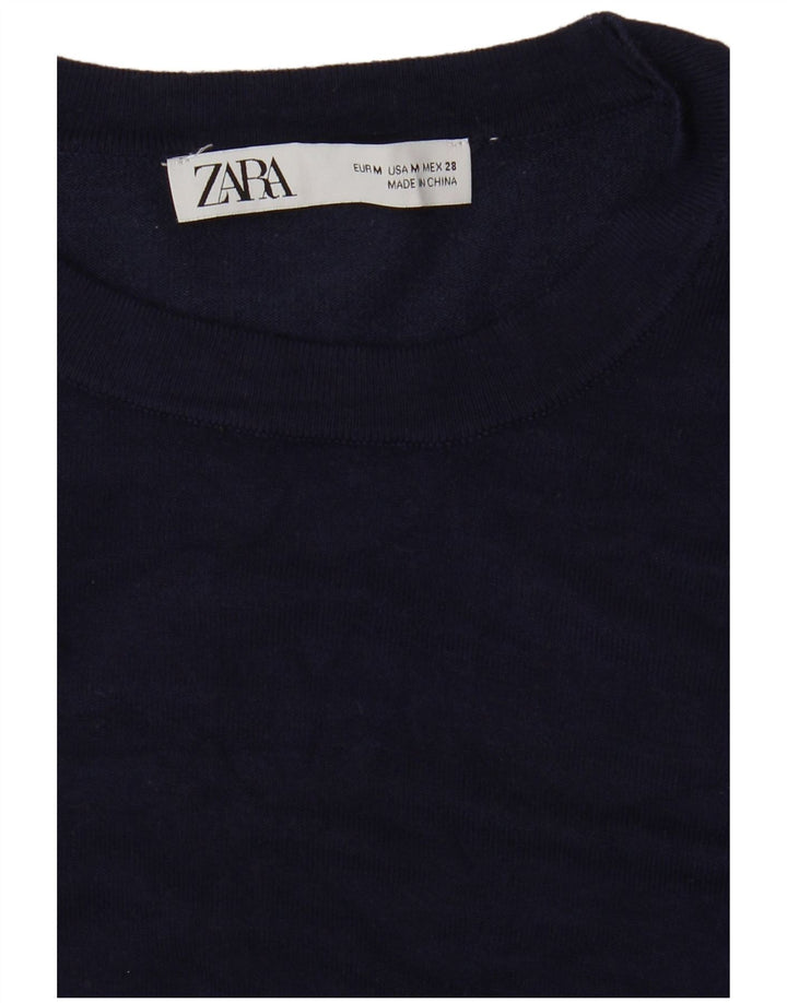Maglione maglione con scollo a barca da donna Zara UK 12 blu navy medio