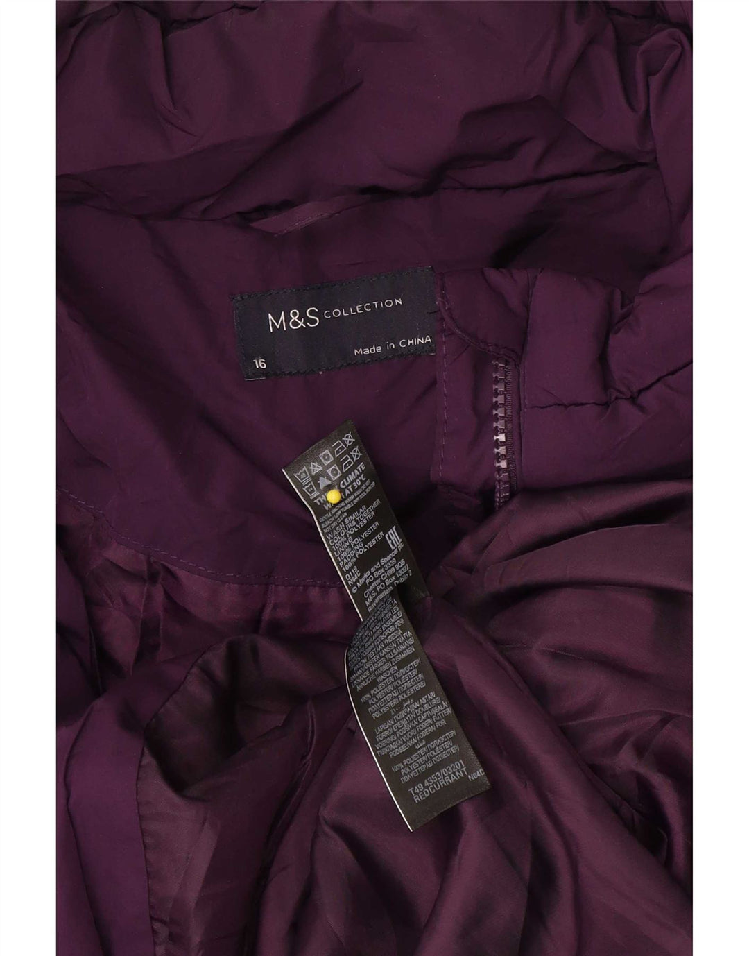 Cappotto imbottito con cappuccio da donna Marks & Spencer UK 16 grande poliestere viola