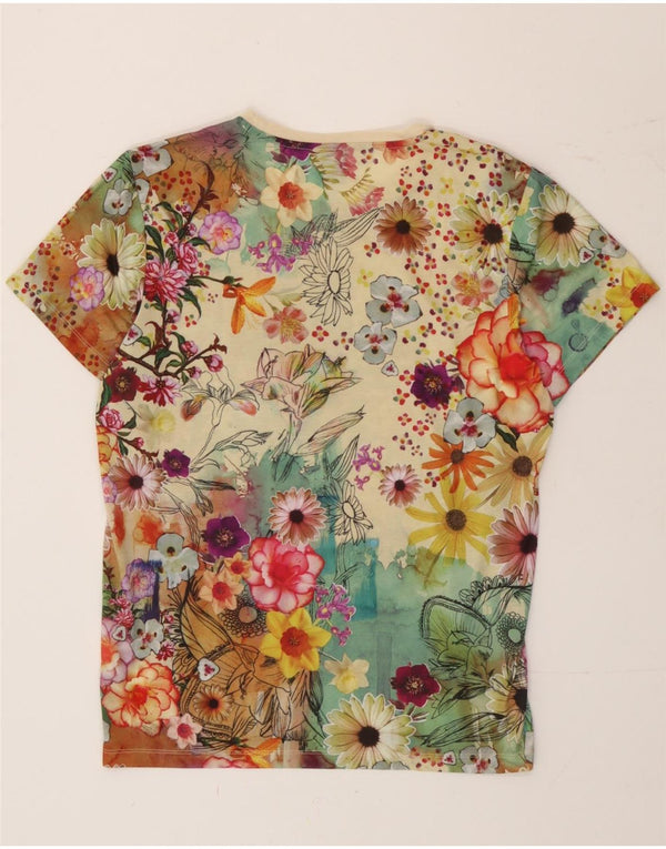 Adidas Womens Graphic T-Shirt Top UK 10 Small Multicoloured Floral