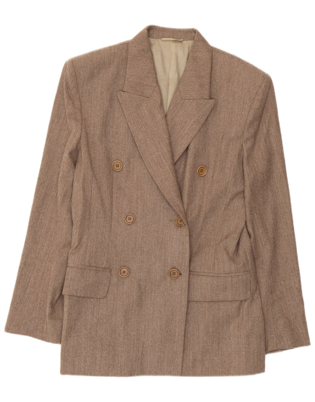 Giacca blazer doppiopetto vintage da donna IT 42 Lana beige medio