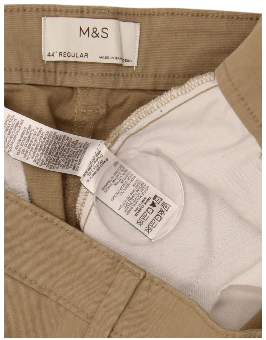 Pantaloncini chino da uomo Marks & Spencer W44 2XL cotone beige