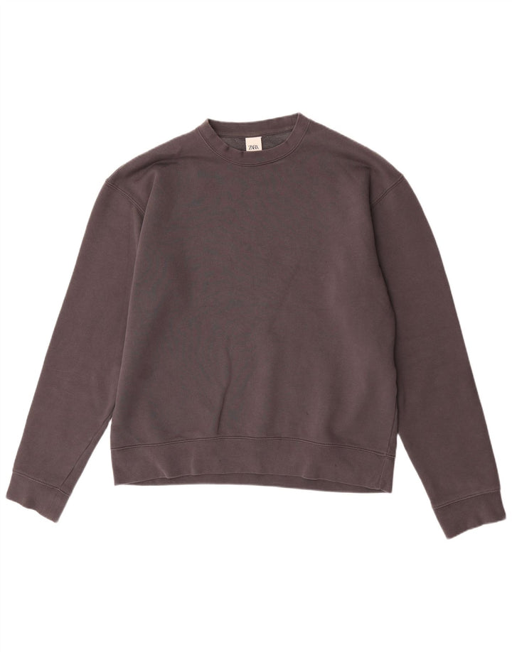 Felpa Zara Uomo Maglione Grande Cotone Grigio