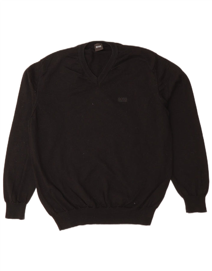 Maglione da uomo con scollo a V HUGO BOSS nero medio