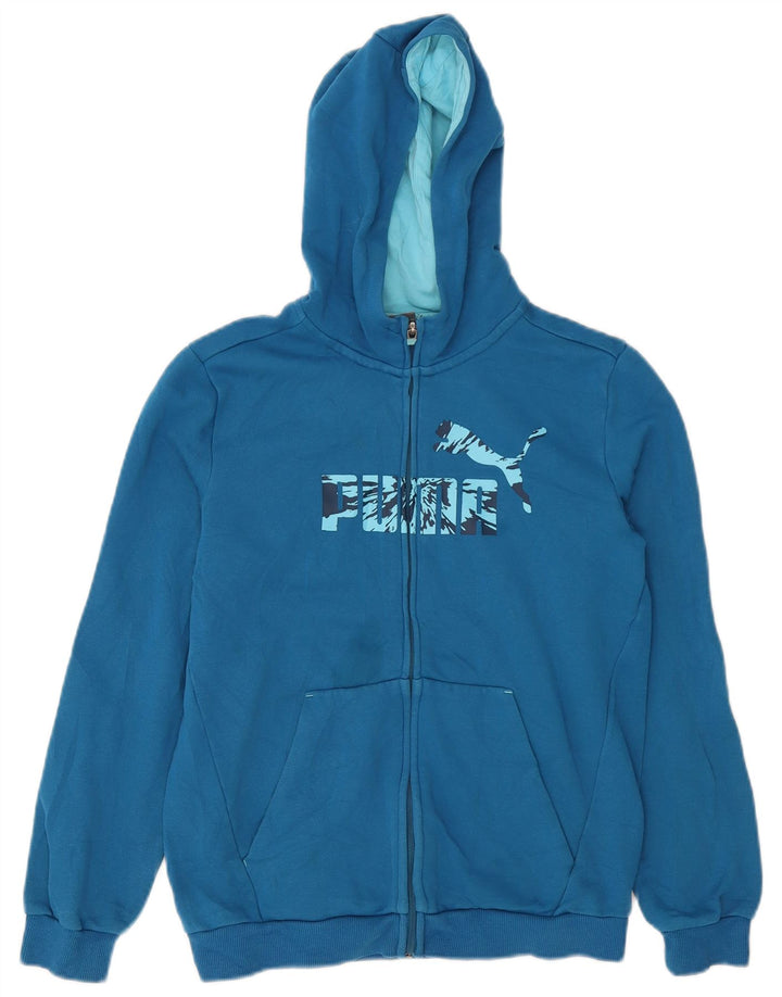 Felpa con cappuccio e zip grafica Puma da bambino 13-14 anni Blu