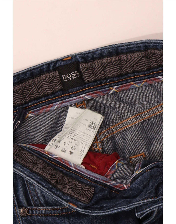 Jeans dritti da uomo vestibilità regolare Hugo Boss W30 L29 cotone blu