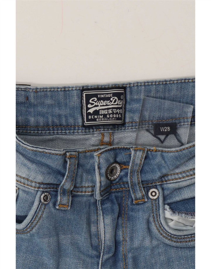 Pantaloncini di jeans invecchiati Superdry da donna W28 blu medio