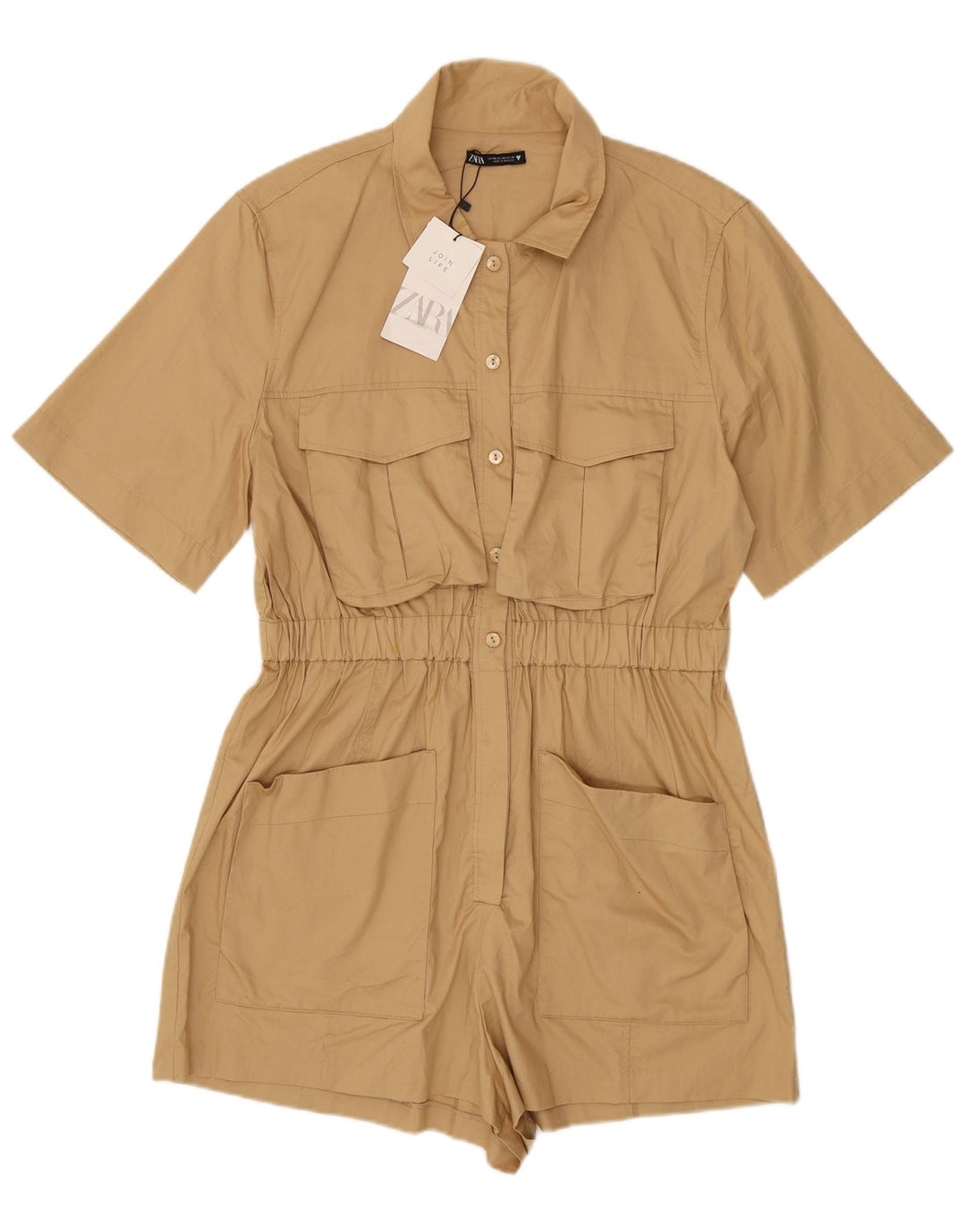 Tutina corta da donna Zara UK 20 2XL cotone beige