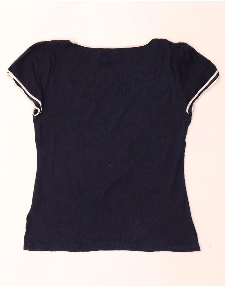 T-shirt da donna Ralph Lauren Top UK 14 grande cotone blu navy
