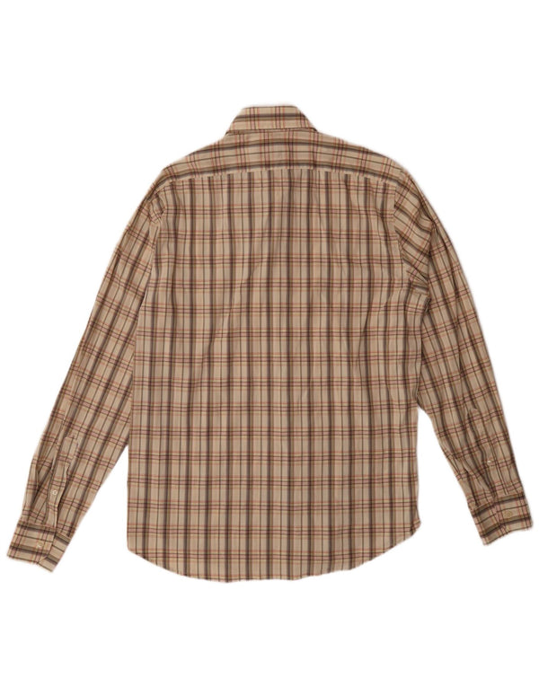Trussardi Mens Checked  Shirt Large Beige Check Cotton