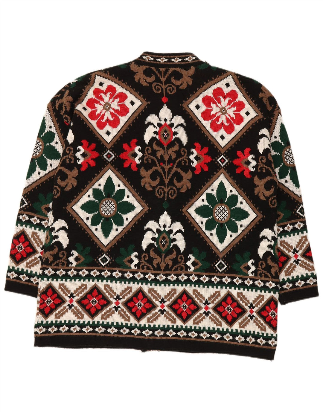 Maglione cardigan oversize da donna BELLISIMO UK 16 Large Black Fair Isle