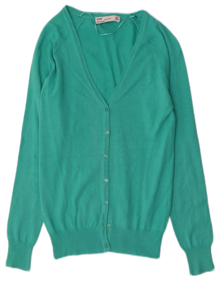 Maglione cardigan da donna Zara UK 10 piccolo cotone turchese