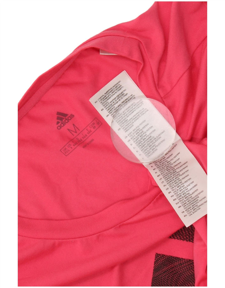 T-shirt grafica da donna Adidas Top UK 12/14 poliestere rosa medio