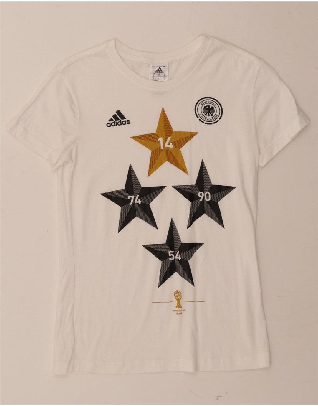 ADIDAS Womens Graphic T-Shirt Top UK 10 Small White Vintage Adidas and Second-Hand Adidas from Messina Hembry 
