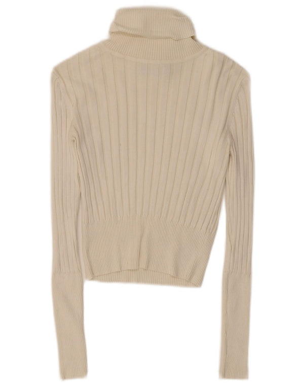 Top corto da donna Zara con collo alto a maniche lunghe UK 10 piccolo in viscosa bianca