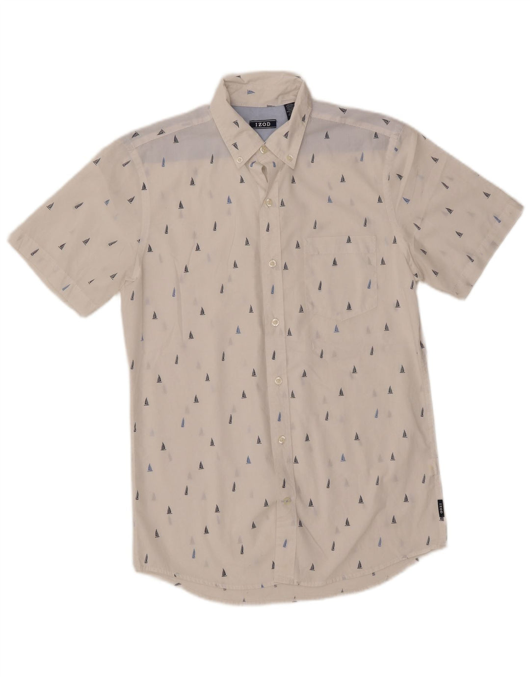 Camicia a maniche corte da uomo con motivo astratto IZOD piccola in cotone bianco