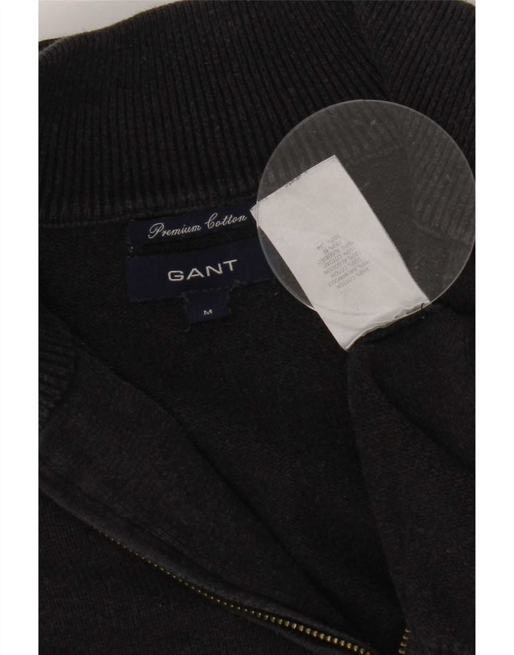 Gant Maglione da uomo con zip e collo in cotone grigio medio