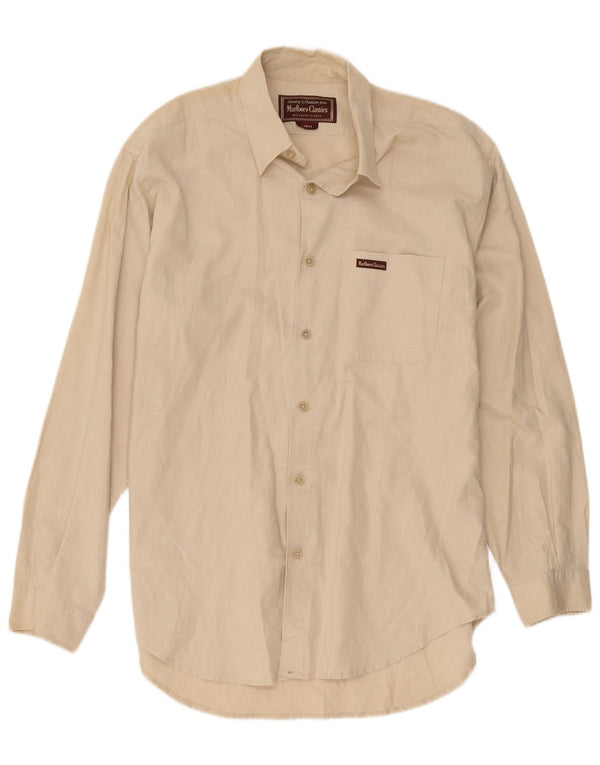 Camicia da uomo Marlboro Classics grande in lino beige