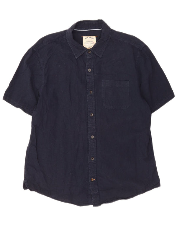 Camicia a maniche corte da uomo Fat Face Grande lino blu navy