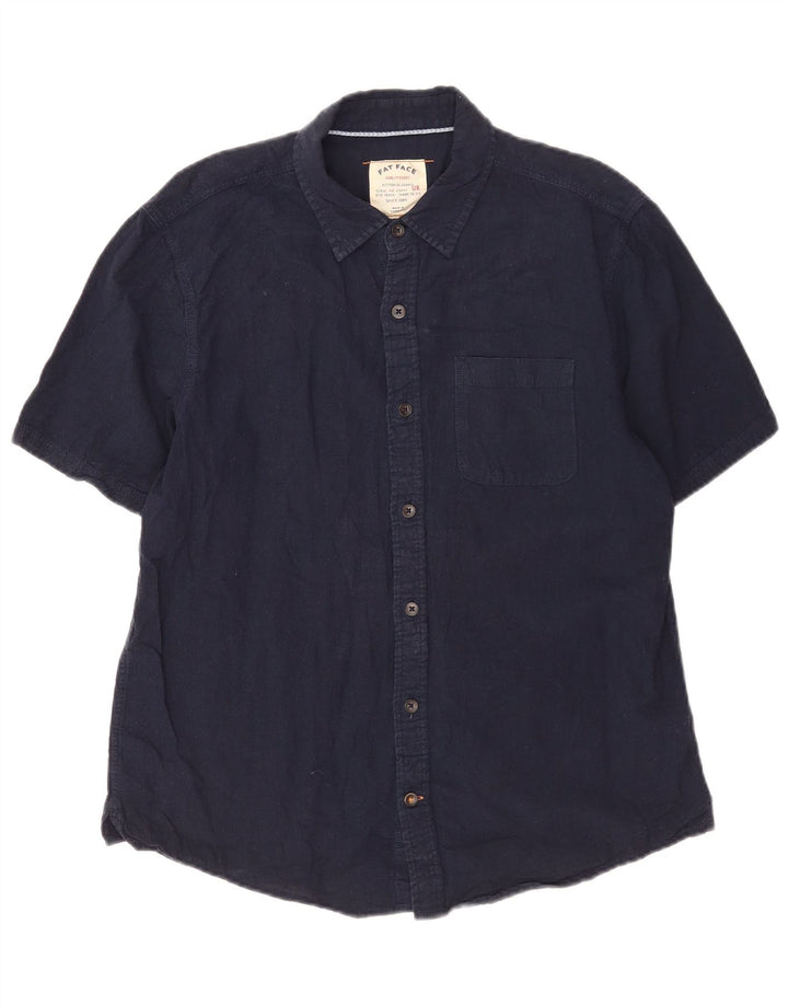 Camicia a maniche corte da uomo Fat Face Grande lino blu navy