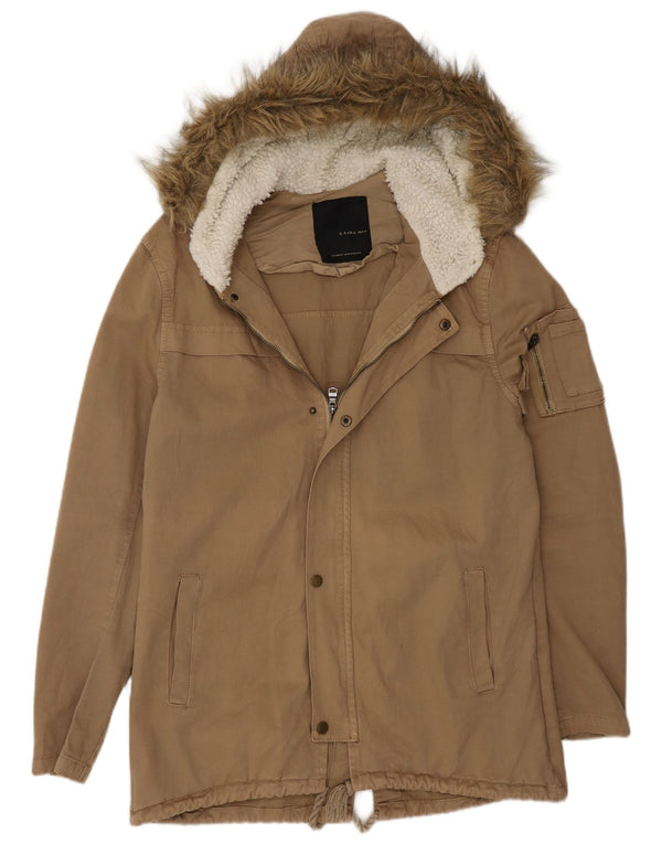 Giacca Parka con cappuccio da uomo Zara UK 36 piccola Beige