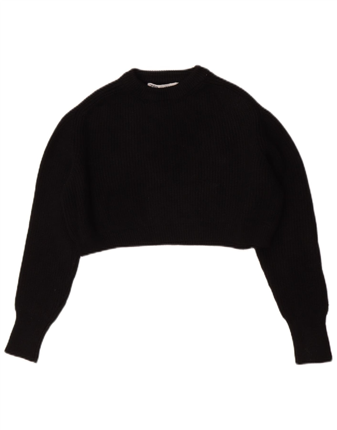 Maglione corto girocollo oversize da donna Zara UK 10 piccolo nero