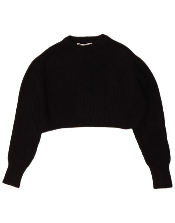 Maglione corto girocollo oversize da donna Zara UK 10 piccolo nero