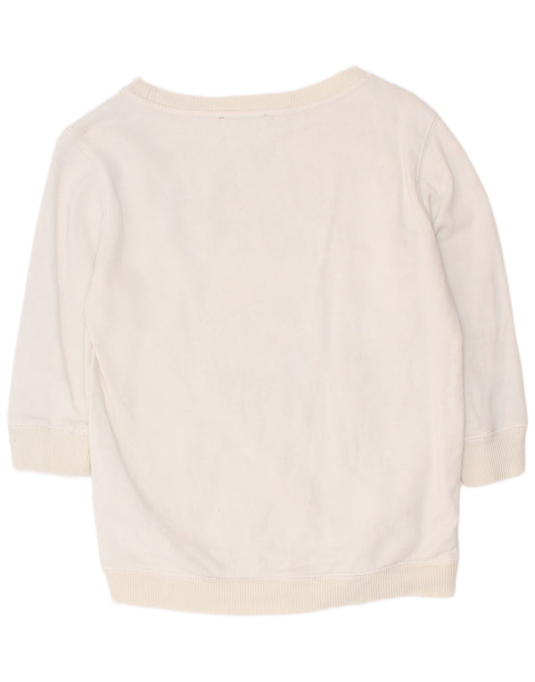 Felpa da donna Diesel con maniche a 3/4 con grafica, maglione UK 4 XS, cotone bianco