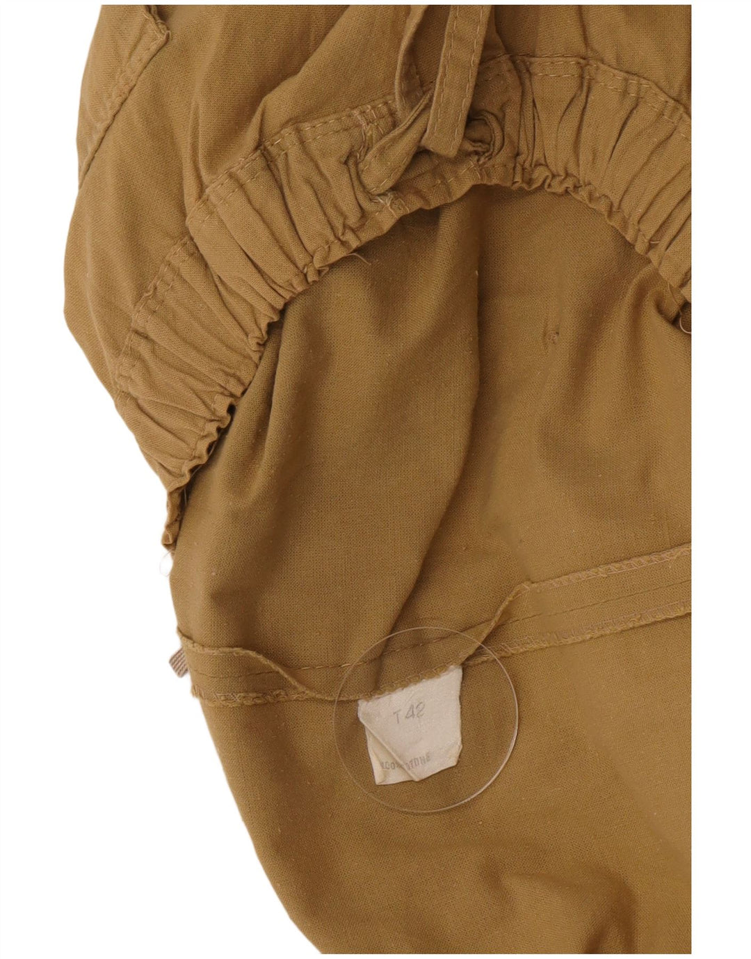 Gonna a trapezio da donna vintage IT 42 cotone kaki medio