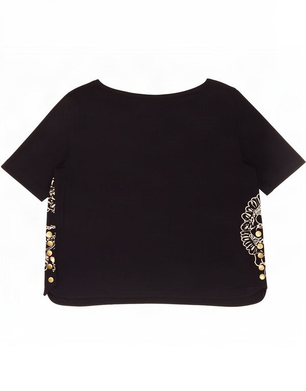 T-shirt da donna Marks & Spencer Top UK 24 4XL Viscosa floreale blu navy