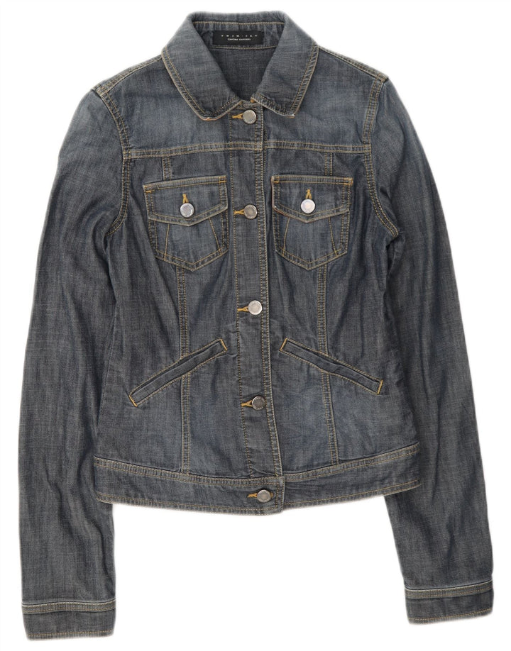 Simona Barbieri Giacca in denim Twin-Set da donna UK 10 Small Blu Cotone