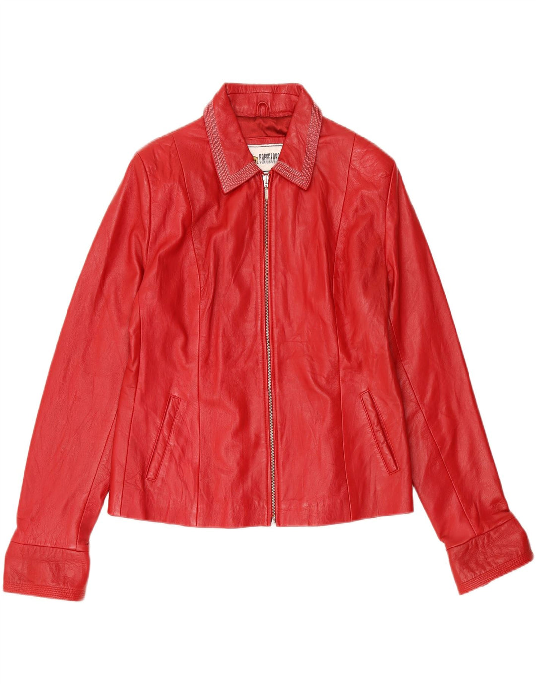Giacca in pelle vintage da donna UK 24 4XL Rossa