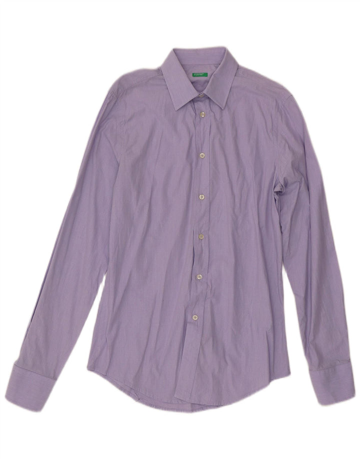 Camicia da uomo BENETTON taglia 40 15 3/4 medio viola maculato