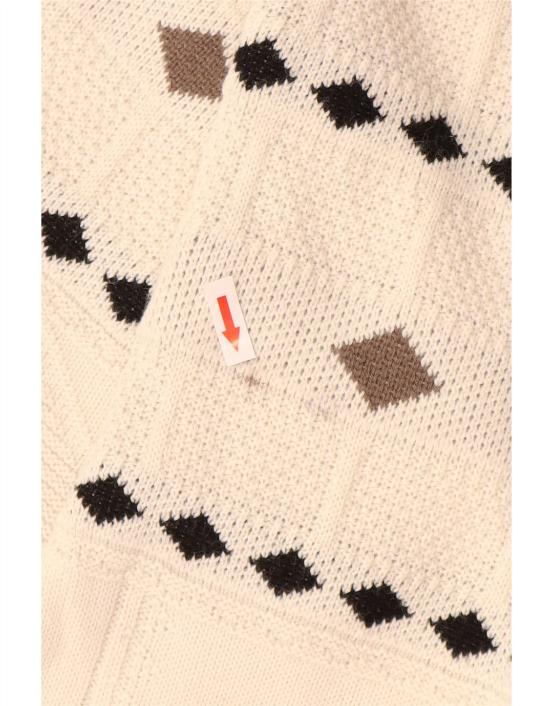 Maglione maglione girocollo vintage da uomo XL bianco a rombi/diamante