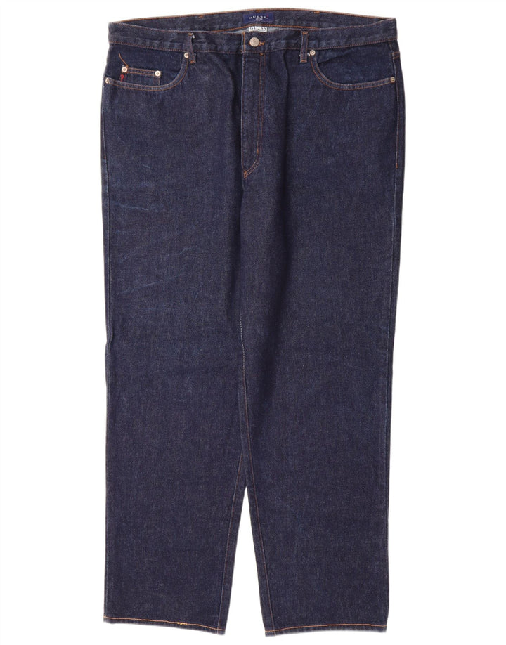 Jeans dritti da uomo Guess W42 L32 cotone blu navy