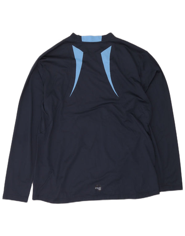 Top Reebok da uomo a maniche lunghe XL blu navy in poliestere color block