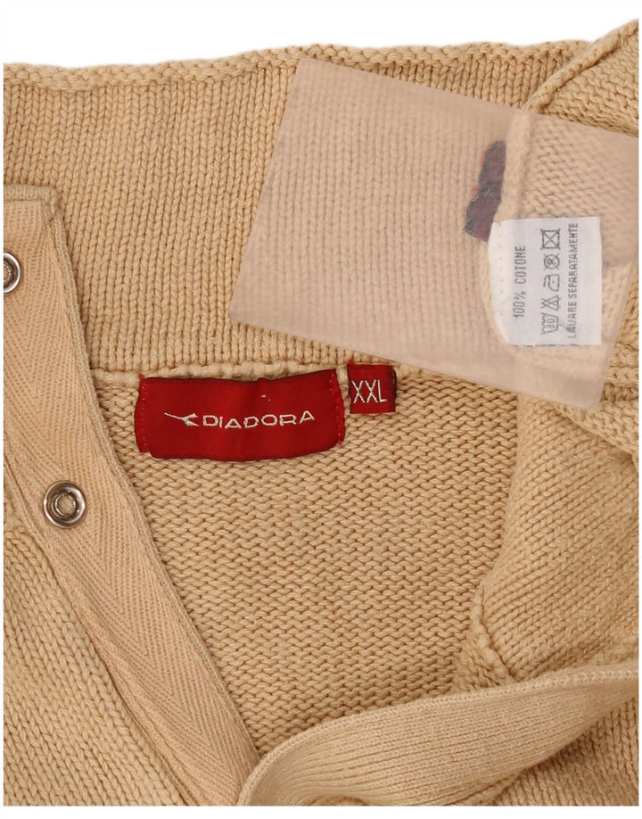 Maglione Diadora Uomo con Collo a Bottoni XL in Cotone Beige