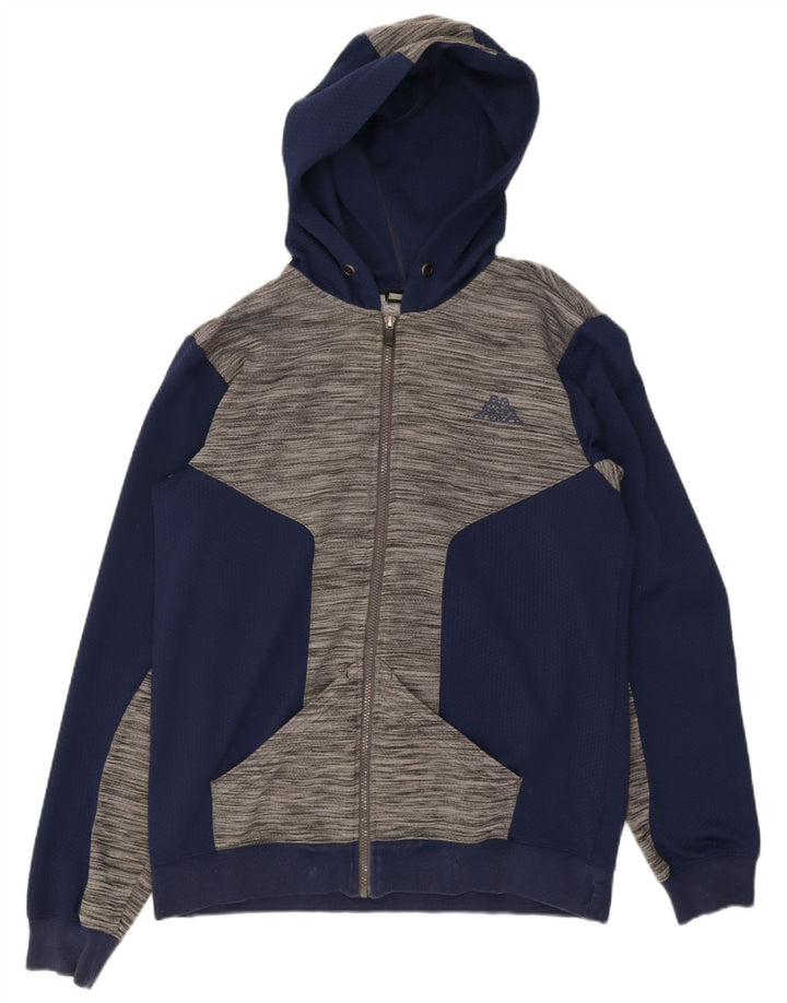 Maglione con cappuccio e zip da uomo Kappa grande in poliestere color block blu navy