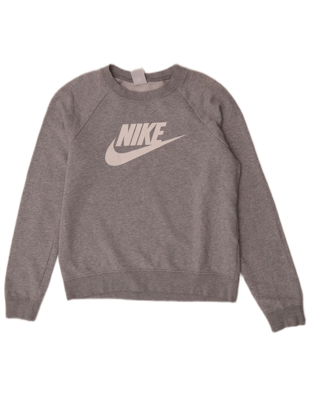Felpa con grafica Nike da donna, maglione UK 10, piccolo cotone grigio screziato