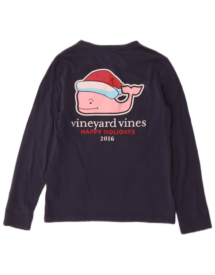 VINEYARD VINES Top grafico per ragazzi a maniche lunghe 8-9 anni Piccolo blu natalizio