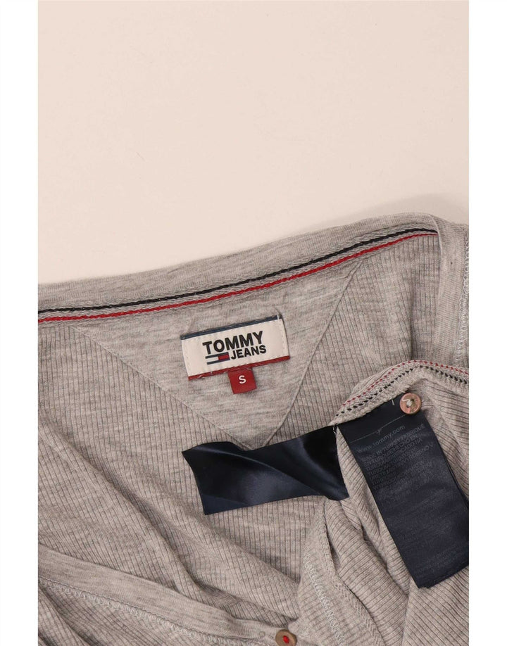 Tommy Hilfiger Donna Top Manica Lunga UK 8 Small Viscosa Grigia