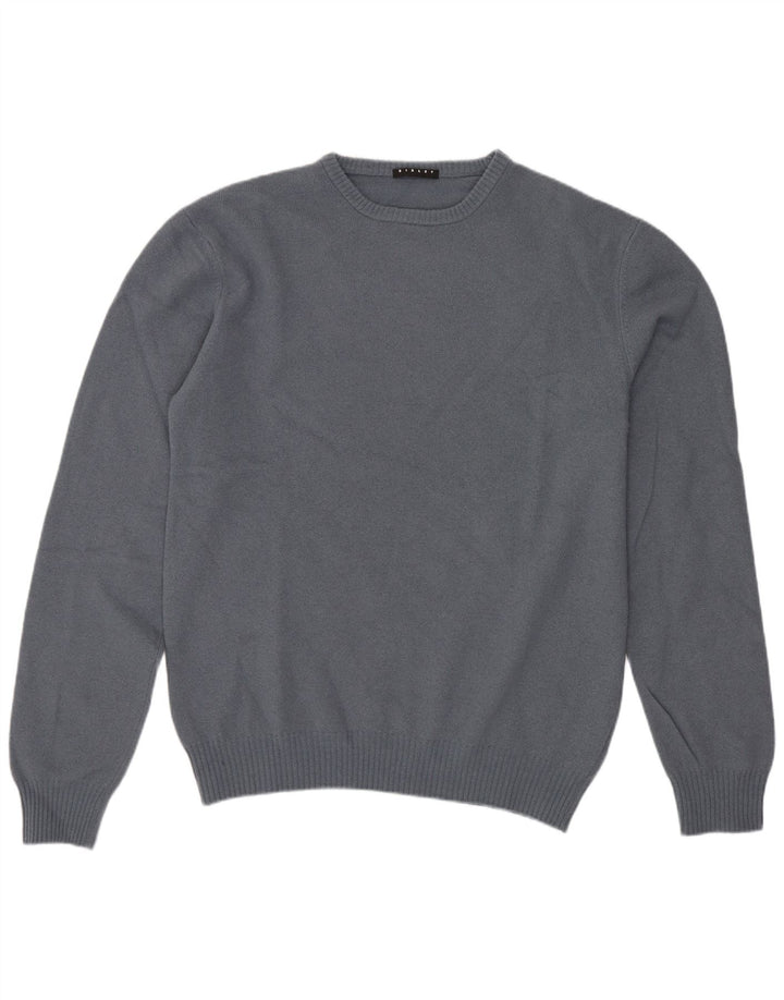 Maglione maglione girocollo da donna Sisley UK 16 grande lana grigia