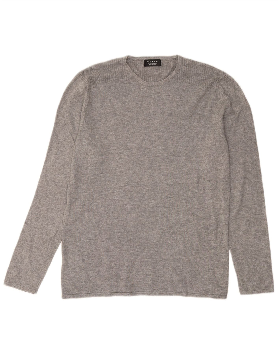 Maglione girocollo da uomo Zara in viscosa screziata grigio medio