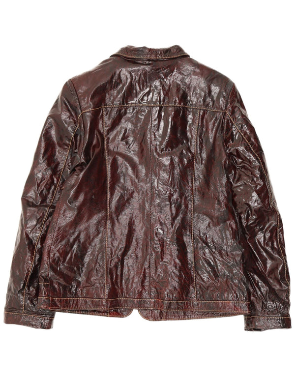 Giubbotto bomber vintage da donna in ecopelle UK 24 4XL Borgogna