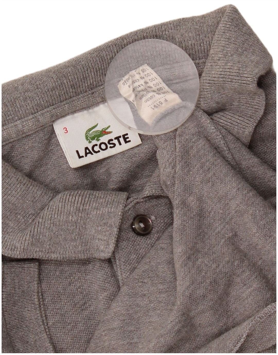 Polo da uomo Lacoste taglia 3 piccola in cotone grigio