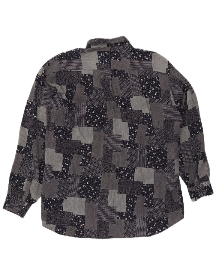 Camicia Uomo VINTAGE XL Nera Patchwork Viscosa