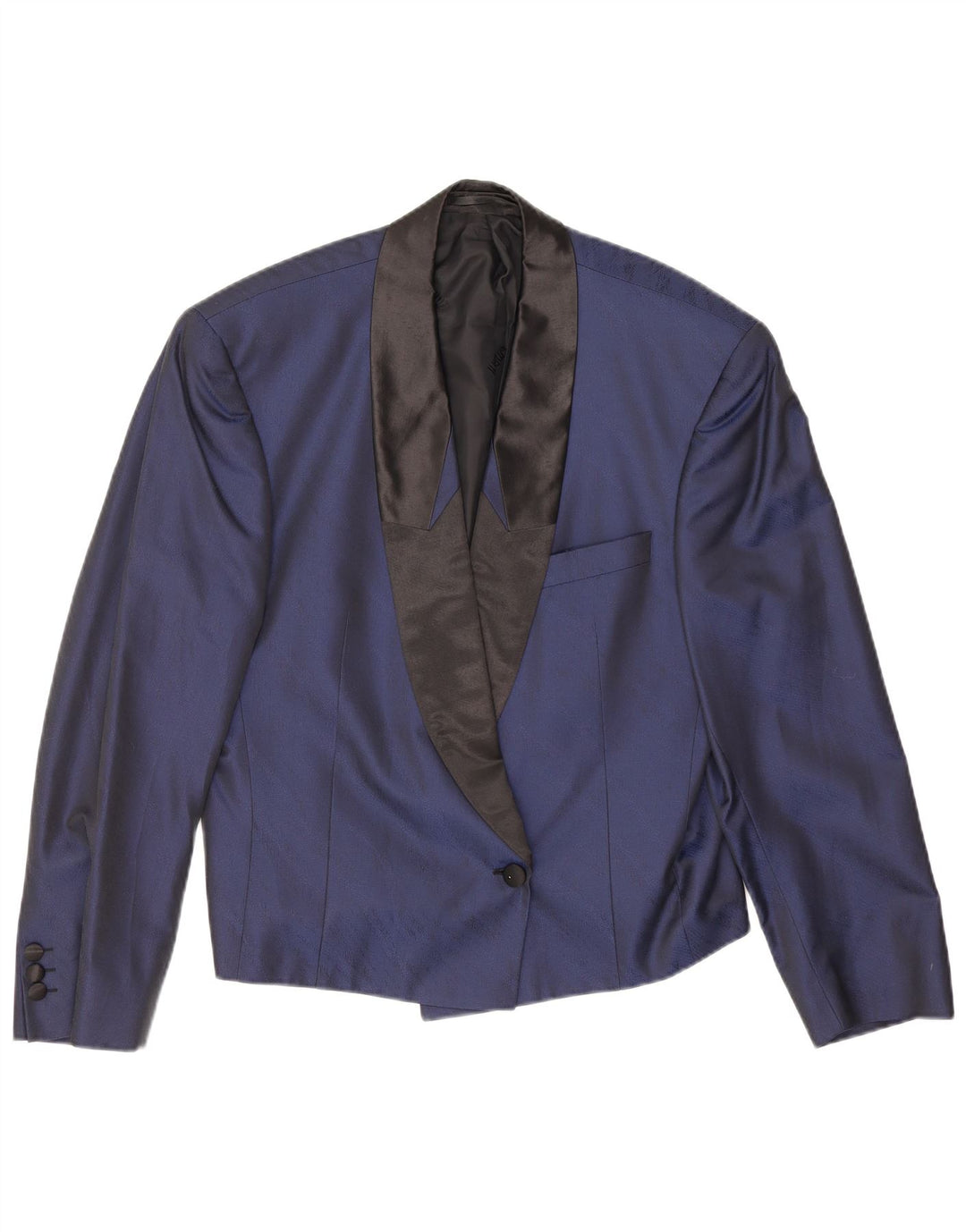 Giacca blazer da donna a 1 bottone UK 16 grande cotone blu navy